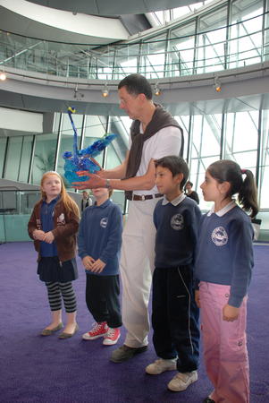 Antony Gormley and my students who created the  wining art work 