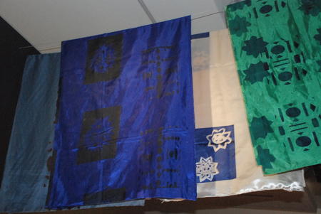 Screen Print Cloths hanging in the National Gallery done by 8 and 9 years ol children