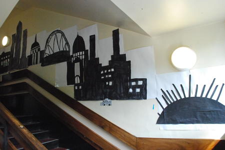 London landscape display at Drayton Park school