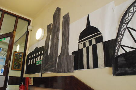 London landscape display at Drayton Park school