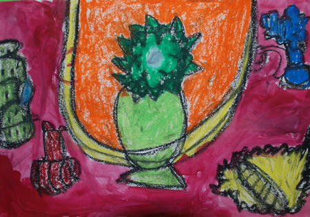still life copy of Matisse by 7years old child