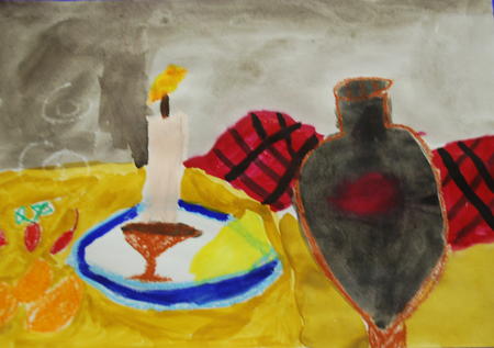 still life study by a 9 year old