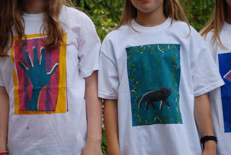 Children Wearing their own design and screen print T-shirts