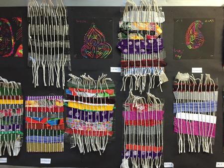 Weaving with different materials by DPS students
