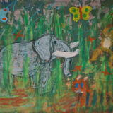 forest and animal painting by 8 years old child