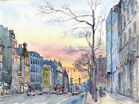 1968 The Strand with Nelsons Column -evening  