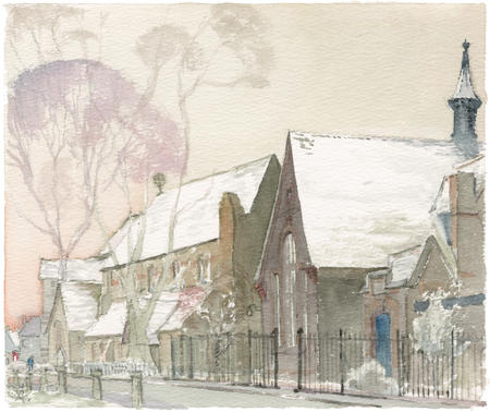 1970's St Marks School, Hanwell in Snow