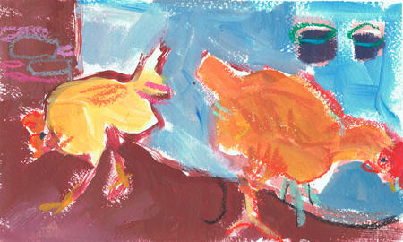 Chickens Pecking for Seeds