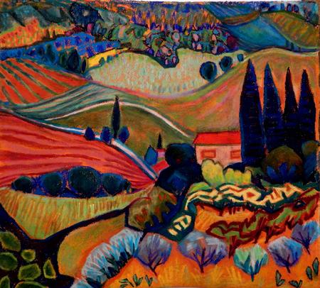 Cottage with Cypresses