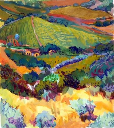 Tuscan Field and Farmhouse