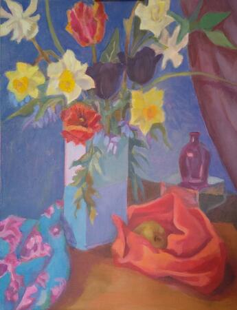 Daffodils and Black Tulips