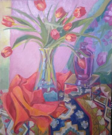 Tulips with Purple Vase
