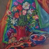 Flowers in a Red Jug