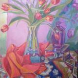 Tulips with Purple Vase