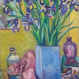 Irises in Blue Jug