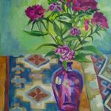 Sweet Williams in Purple Vase