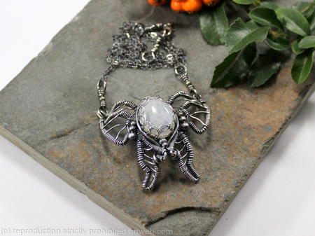 Fairy Wing Necklace in Sterling silver with Moonstone.