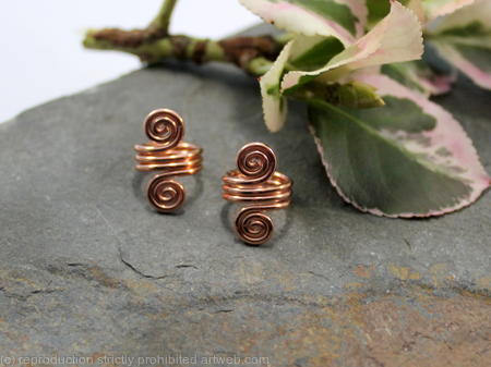 Double Spiral Beard, Dreadlock or braid ring or bead - Shiny Copper - Medium - 1 pair