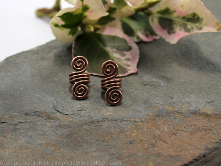 Double Spiral Beard, Dreadlock or braid ring or bead - Antiqued Copper - small - 1 pair