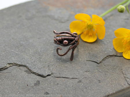 Eye of Horus Beard, Dreadlock or braid ring or bead - Antiqued Copper - Large