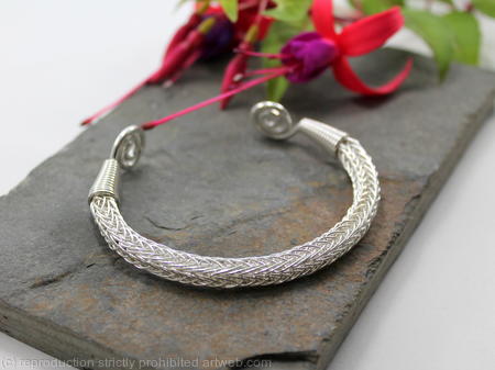 Viking Knit Wrist Torc - Sterling silver - Celtic Torq or Torque