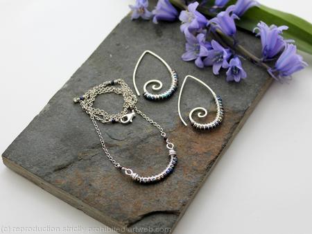 Sterling silver and Titanium coated spinal earrings and necklace