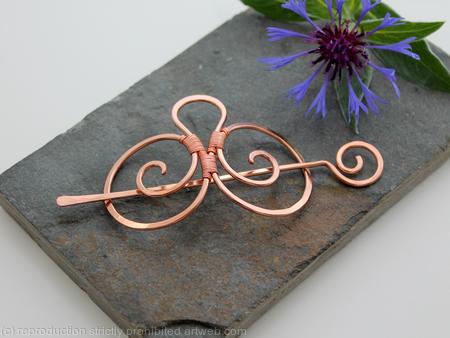 Double Spiral Hair Barrette - Smooth Copper - Hair clip