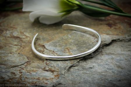 Minimalist - Small Sterling Silver Bangle, Bracelet, open bangle, Hand forged cuff