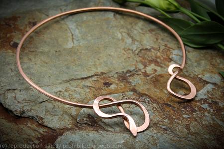 Asymetrical Snake copper neck torc