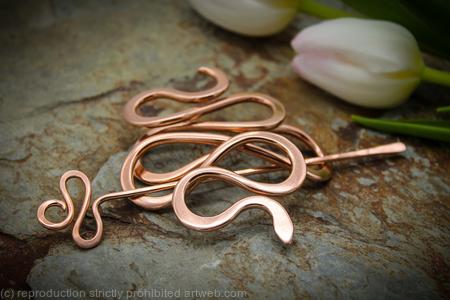 Serpent Hair Barrette - Large Copper - Hair clip or slide, shawl or scarf pin