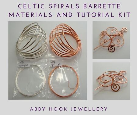 Celtic Spirals Hair Barrette or Bun Cage Materials and tutorial Kit - Wire jewelry Hair Clip kit
