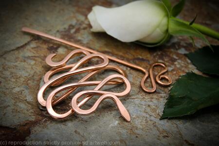 Serpent Hair Barrette - Large Copper - Hair clip or slide, shawl or scarf pin