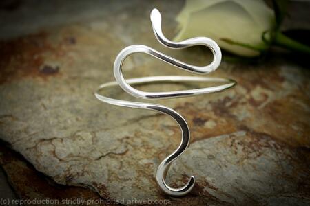 Asymetrical Snake Sterling Silver Armlet, Medium Arm bracelet, Cuff, upper arm cuff