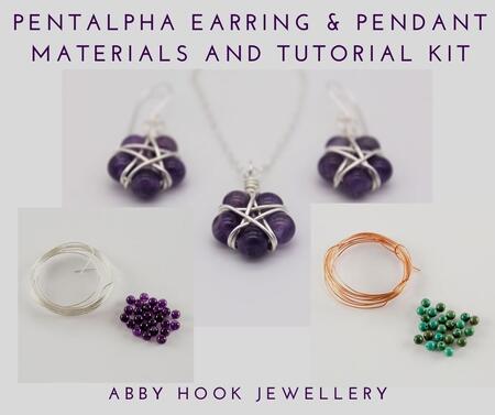 Pentalpha Earring & Pendant jewelry making Kit - Makes 2 Earrings and 2 Pendants - includes materials and tutorial