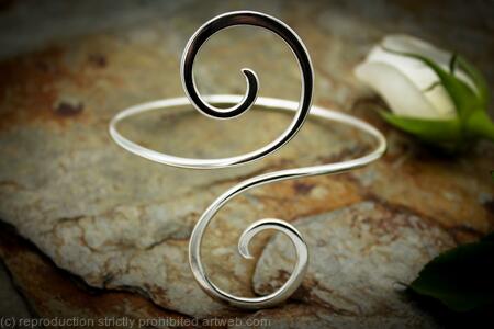 Sterling Silver Armlet - Double Spiral - Arm bracelet, Upper arm Cuff - medium - Bohemian jewelry