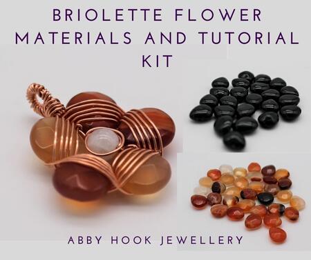 Briolette Flower pendant Materials and Tutorial kit - wire jewelry making kit