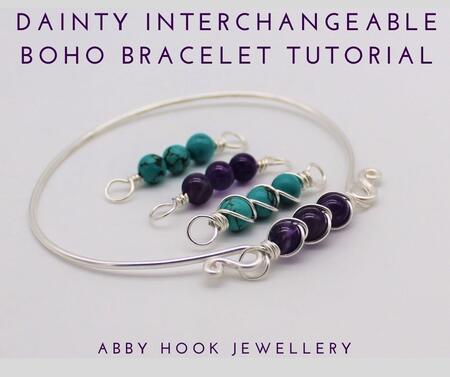 Dainty interchangeable Boho Bracelet, Wire Jewelry Tutorial