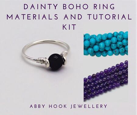 Dainty Boho Ring Materials and Tutorial Kit - Wire ring jewelry kit