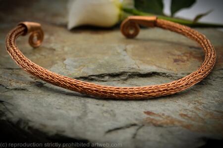 Viking Knit Neck Torc - Copper, Celtic Torq or Torque - wire woven necklace -large