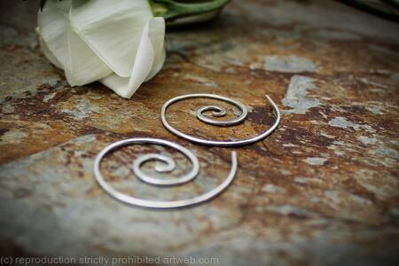 Ammonite open spiral tribal earrings - 1mm sterling silver