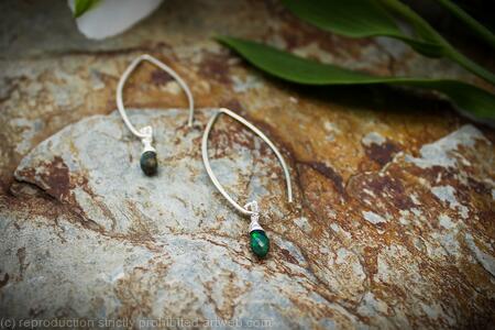 Threader earrings - 1mm sterling silver and faceted Opal dangle