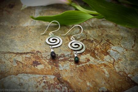 Spiral drop Earrings - faceted Smokey Ethiopian Opal and sterling Silver