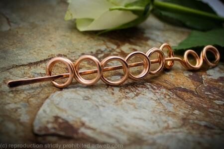 Bubble Barrette - small copper hair clip or slide - hair jewelry metal pin brooch