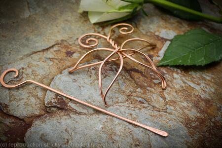 Butterfly Barrette - large copper hair clip or slide - hair jewelry metal pin brooch
