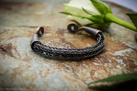 Viking Knit Wrist Torc - Oxidised Copper - Celtic Torq or Torque - Small