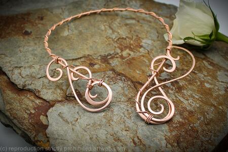 Asymmetrical Open Swirl - Shiny Copper Neck Torc