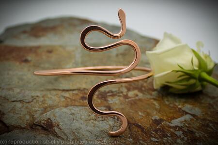 Asymetrical Snake Copper Armlet, Upper Arm bracelet, cuff - medium