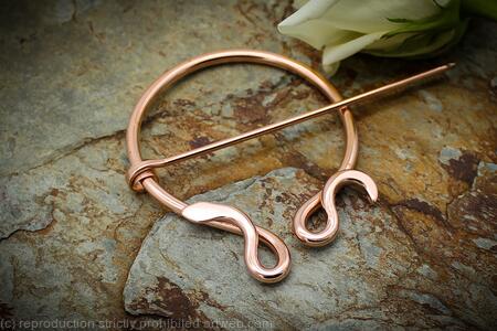 Penannular Brooch - Asymetrical Snake Copper - Celtic , Viking or Scottish pin