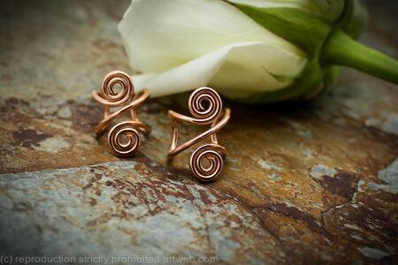 Hair Cuff Bead or Ring Double Spiral Beard, Dreadlock or braid cuff or bead - Shiny Copper - Medium - 1 pair
