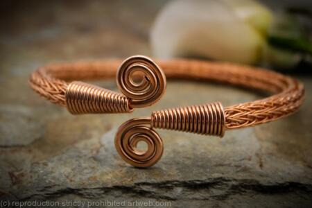 Double spiral Viking Knit Armlet - Copper, Arm bracelet, Cuff - small, medium or large